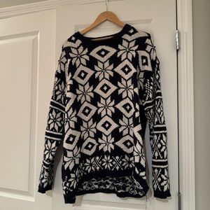VTG 90s Womens Large Snowflake Extra Point Chunky Knit Crewneck Sweater